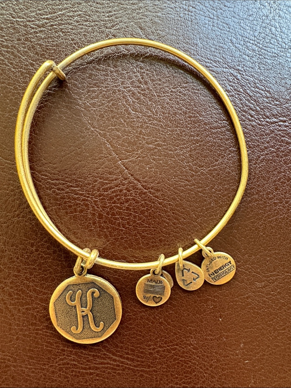 Alex and Ani Gold Initial K Bangle